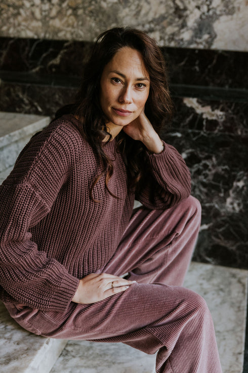 Chunky Knitted WOMEN'S Sweater - FIG