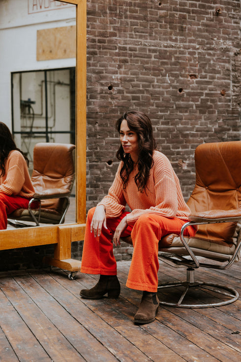 Chunky Knitted WOMEN'S Sweater - PEACH