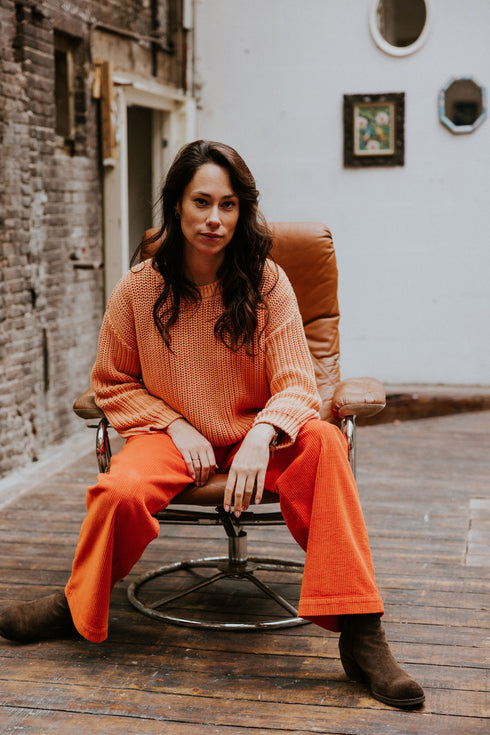 Chunky Knitted WOMEN'S Sweater - PEACH