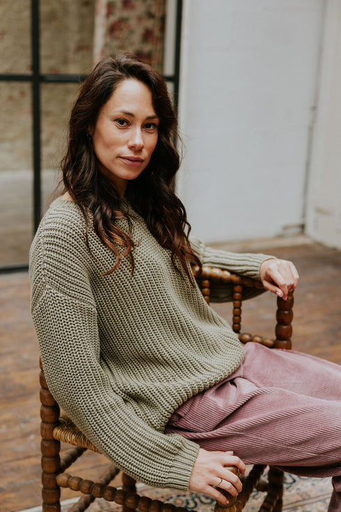 Chunky Knitted WOMEN'S Sweater - SAGE