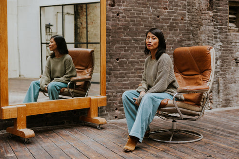 Chunky Knitted WOMEN'S Sweater - SAGE