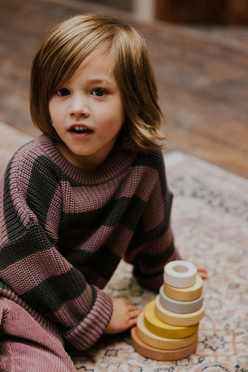 Stripes Knitted Sweater - HEATHER