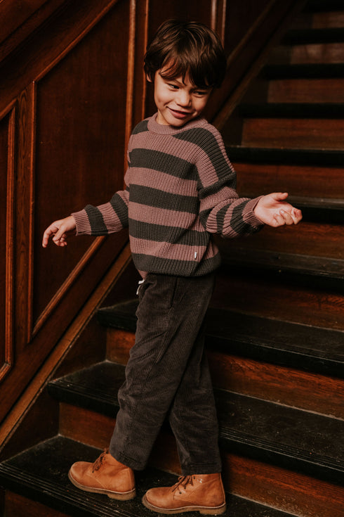 Stripes Knitted Sweater - HEATHER