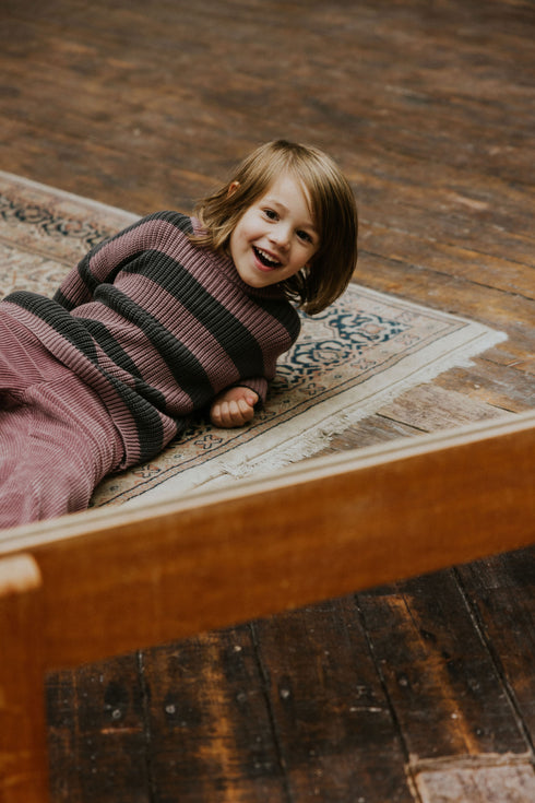 Stripes Knitted Sweater - HEATHER