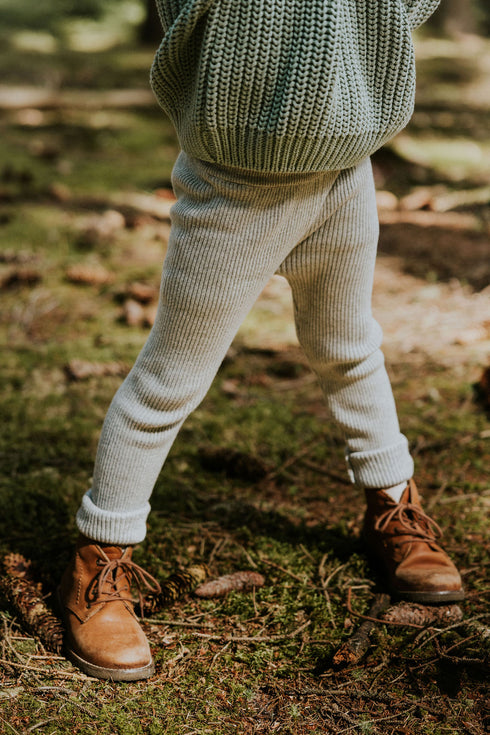 Knitted Leggings Fine Rib - GREY MELANGE