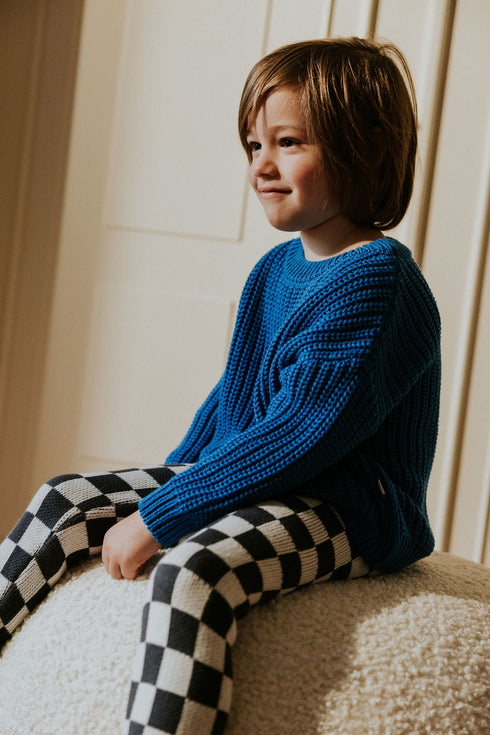 Checkered Knitted Leggings - CHARCOAL