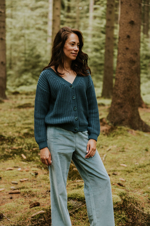 WOMEN'S Trousers Beau Corduroy - OCEAN (PO)
