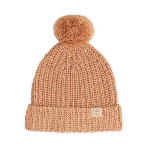 Chunky Beanie with Pompom - CORAL