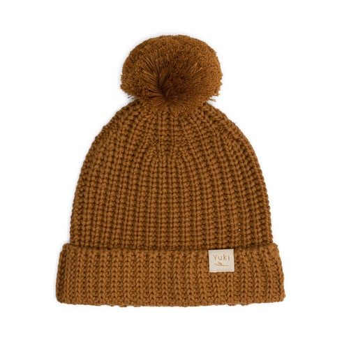 Chunky Beanie with Pompom - RUST