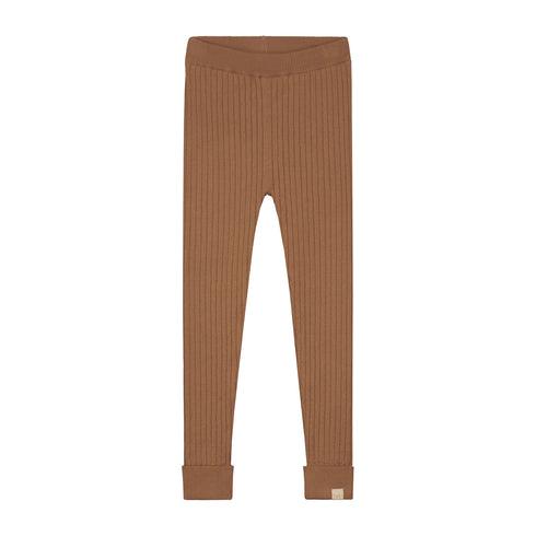 Knitted Leggings Big Rib - WALNUT