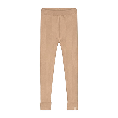 Knitted Leggings Fine Rib - TOFFEE