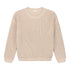 Yuki kidswear's Beige Chunky Knitted WOMEN'S Sweater - MOON is crafted from organic cotton, featuring long sleeves, a crew neck, and ribbed cuffs and hem—a timeless slow fashion piece shown flat on a white background.