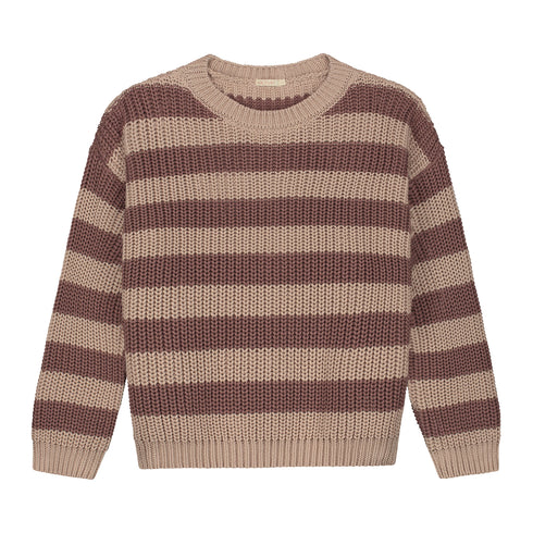 Chunky Knitted WOMEN'S Sweater - STRIPES DUST