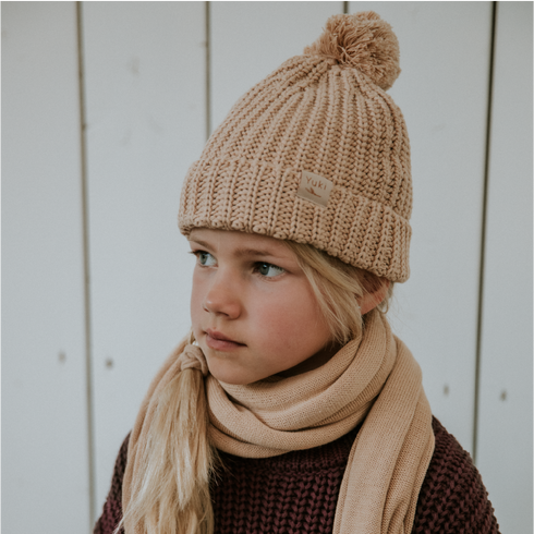 Chunky Beanie with Pompom - OAT
