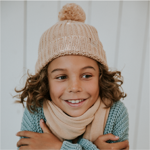 Chunky Beanie with Pompom - OAT