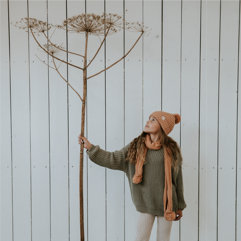 Chunky Beanie with Pompom - CORAL