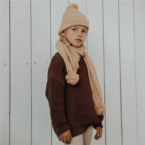 Chunky Beanie with Pompom - OAT