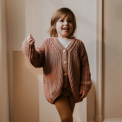 Chunky Knitted Cardigan - BLUSH