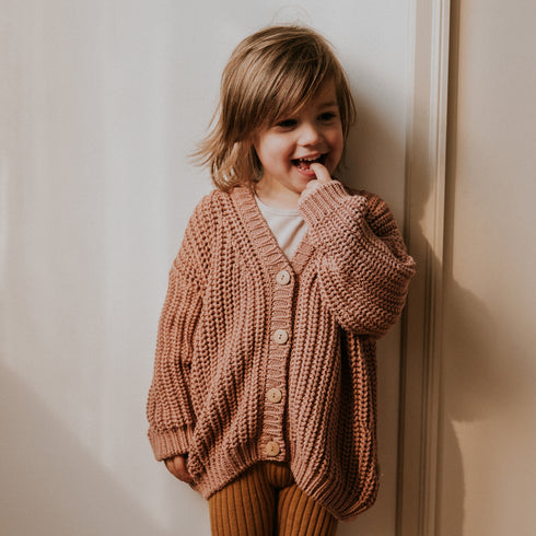 Chunky Knitted Cardigan - BLUSH