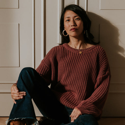 Chunky Knitted WOMEN'S Sweater - GRAPE