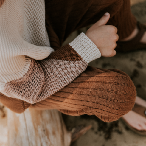Knitted Leggings Big Rib - WALNUT