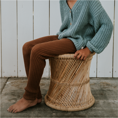 Knitted Leggings Big Rib - WALNUT
