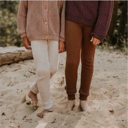 Knitted Leggings Big Rib - WALNUT