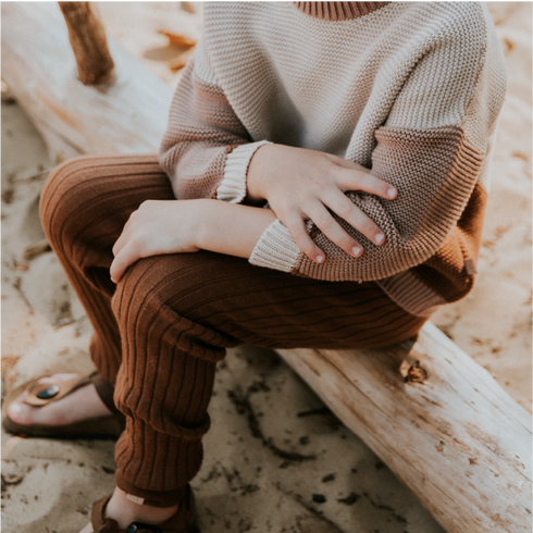 Knitted Leggings Big Rib - WALNUT