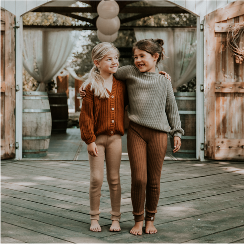 Knitted Leggings Big Rib - WALNUT