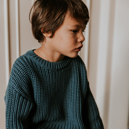 Chunky Knitted Sweater - PETROL