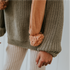 Knitted Scarf with Pompom - CORAL