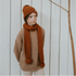 Knitted Scarf with Pompom - RUST