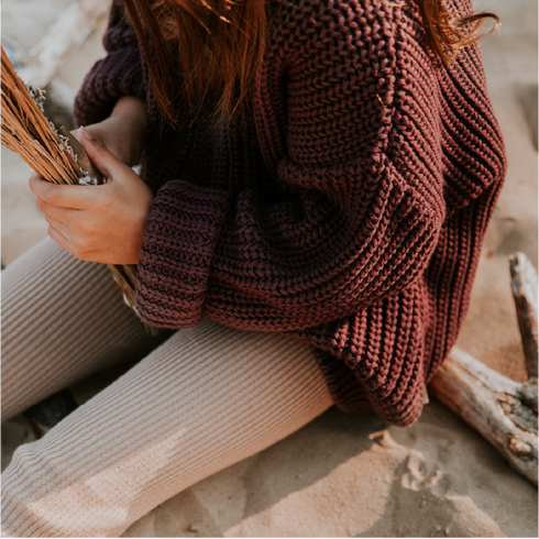 Chunky Knitted Sweater - FIG (PO)