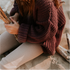 Chunky Knitted Sweater - FIG (PO)