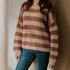 Chunky Knitted WOMEN'S Sweater - STRIPES DUST